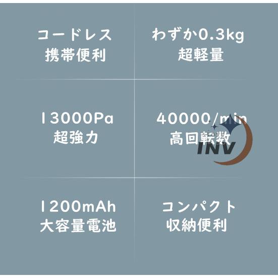 ハンディクリーナー コードレス掃除機 スティック 車用掃除機 13000pa カークリーナー ハンドクリーナー USB充電式 強吸引力 小型｜invstore｜03