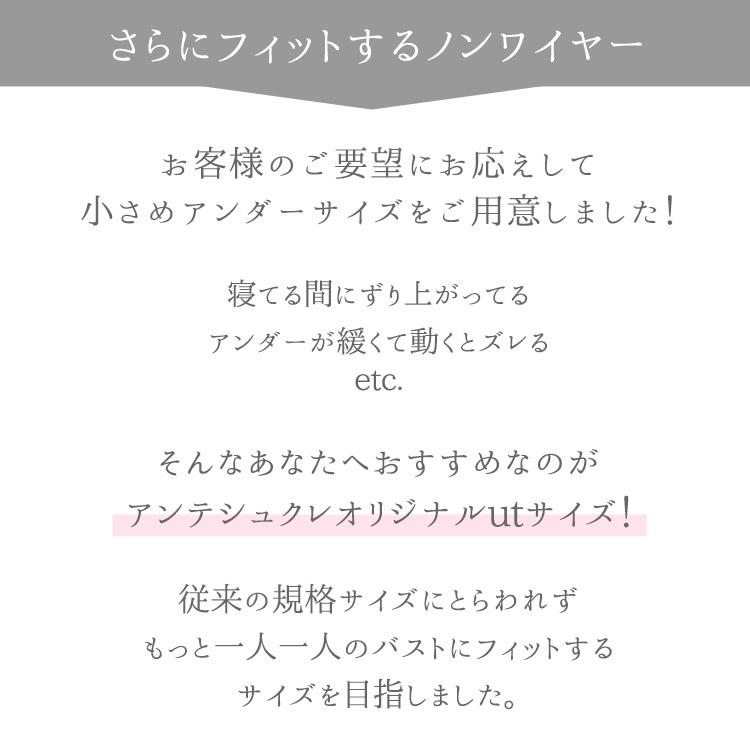 アンテシュクレ intesucre 脇高お部屋ブラ ノンワイヤーブラジャー カップ付きハーフトップ ナイトブラ 小さいサイズ 大きいサイズ S5L TBN004｜inw｜07