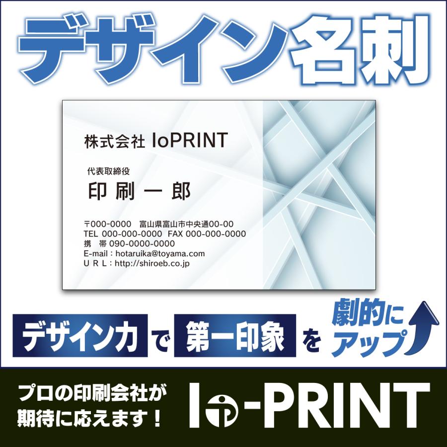 名刺 名刺作成 デザイン クール  100枚 校正なし データ入稿印刷も可能 送料無料｜io-print