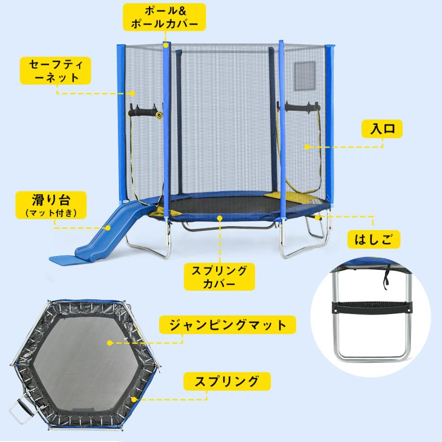 大型トランポリン プレゼント 滑り台付き 7FT 直径2.13m 子供用 大型トランポリン プレゼント 滑り台付き 7FT 直径2.13m 子供用