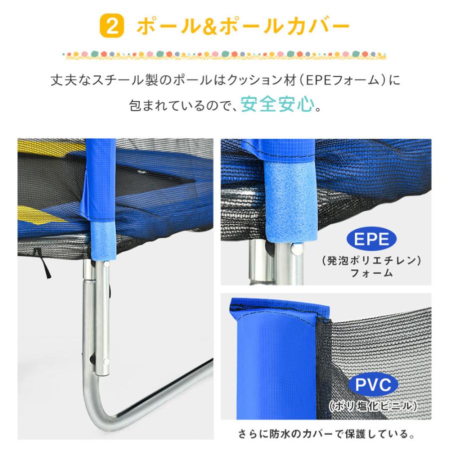 大型トランポリン プレゼント 滑り台付き 7FT 直径2.13m 子供用 BTM 安全ネット付き はしご付き スプリング式 静音室外 スポーツ 遊具 とらんぽりん_7