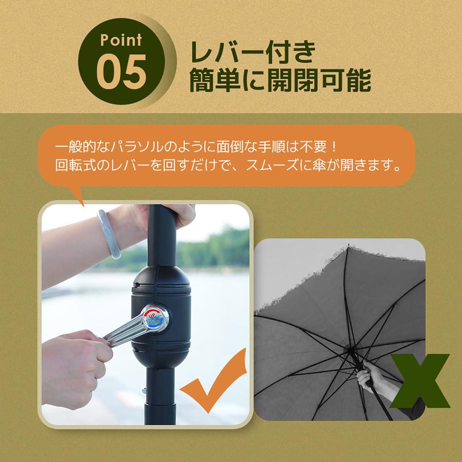 パラソル 直径220cm UPF30+ 紫外線対策 角度調整 ガーデンパラソル 風