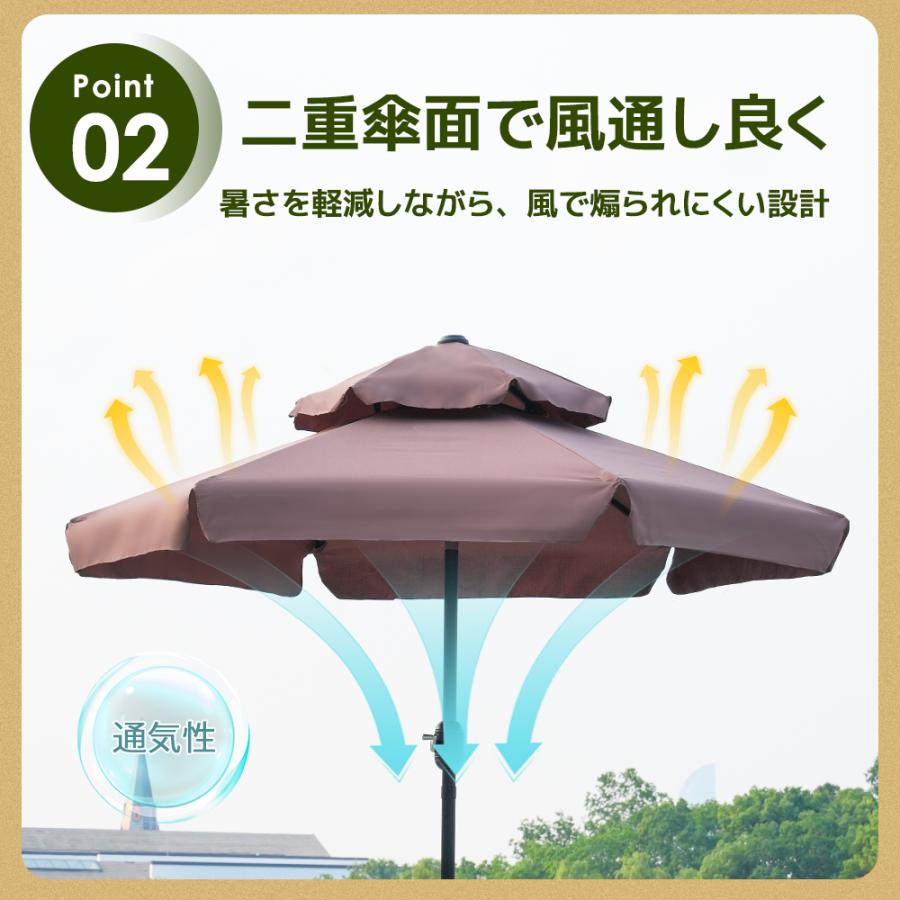 ベース付き】パラソル 直径220cm/270cm UPF30+ ベース付き 紫外線対策