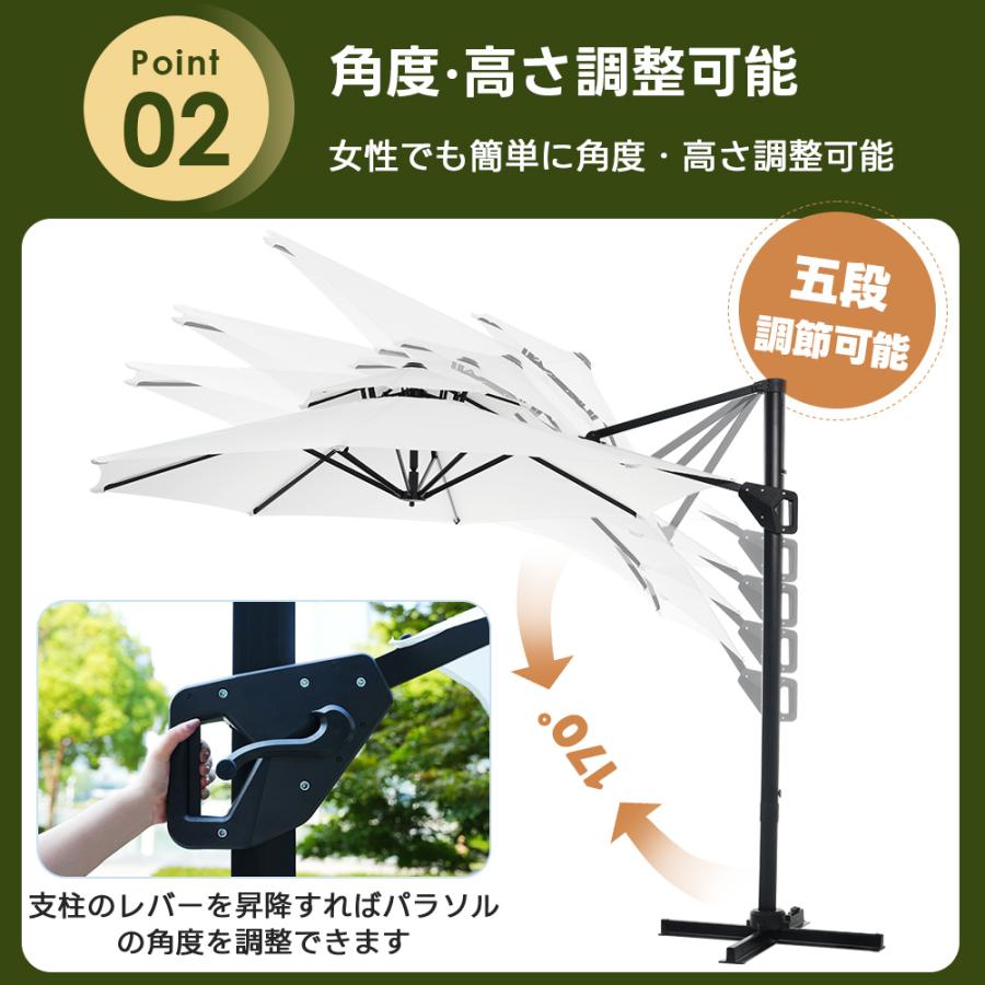 パラソル 直径300cm 30+UPF紫外線対策 角度調整 パラソルセット ベース