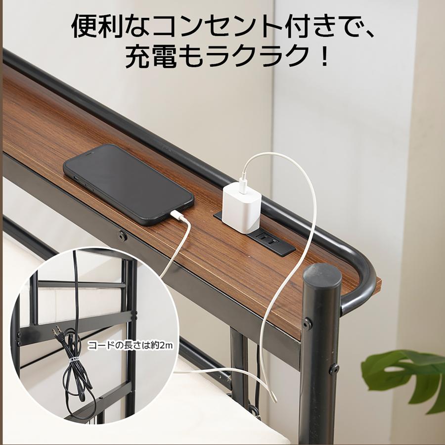 システムベット ロフトベッド シングル ラック棚付き 耐荷重150kg 北欧