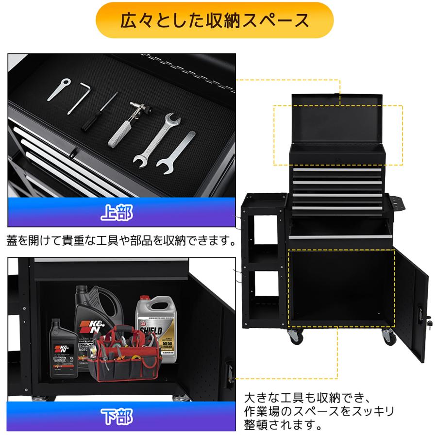 ツールワゴン ツールキャビネット 3way サイド棚 工具ラック 穴あき