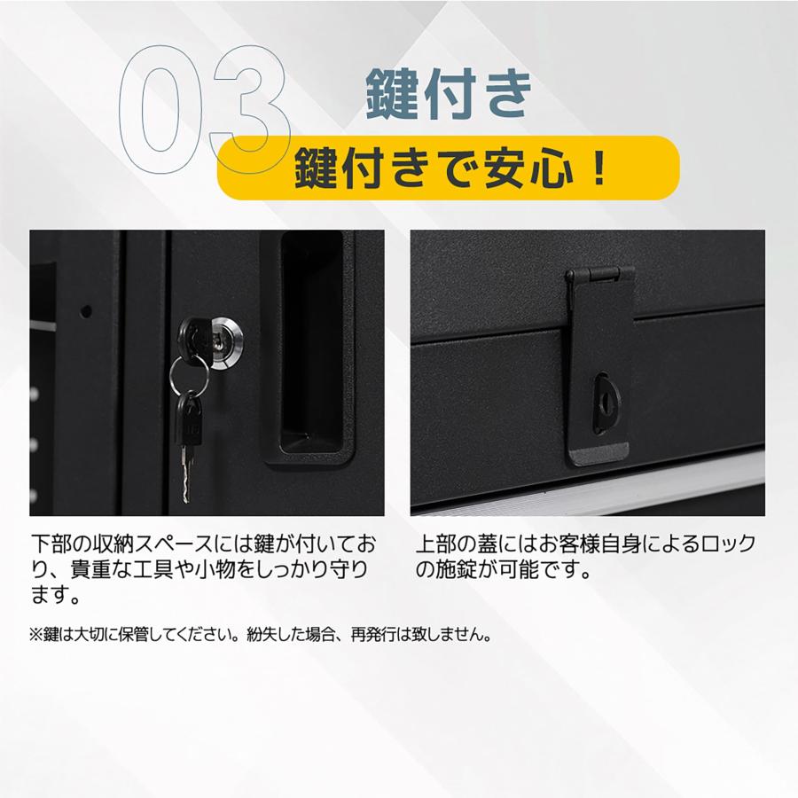 ツールワゴン ツールキャビネット 3way サイド棚 工具ラック 穴あき