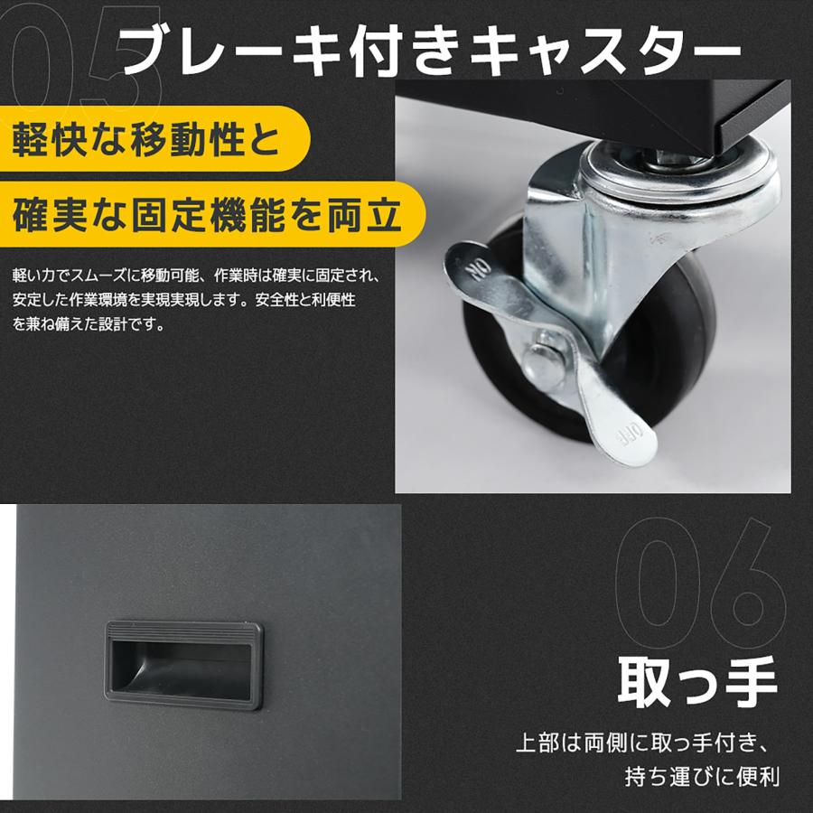 ツールワゴン ツールキャビネット 3way サイド棚 工具ラック 穴あき