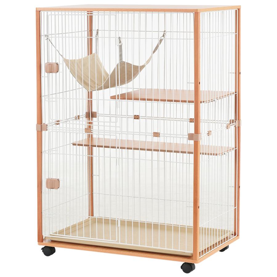 猫 ケージ キャットケージ 2段 木製フレーム ハンモック付 広々 猫 ケージ キャットケージ 2段 木製フレーム ハンモック付 広々