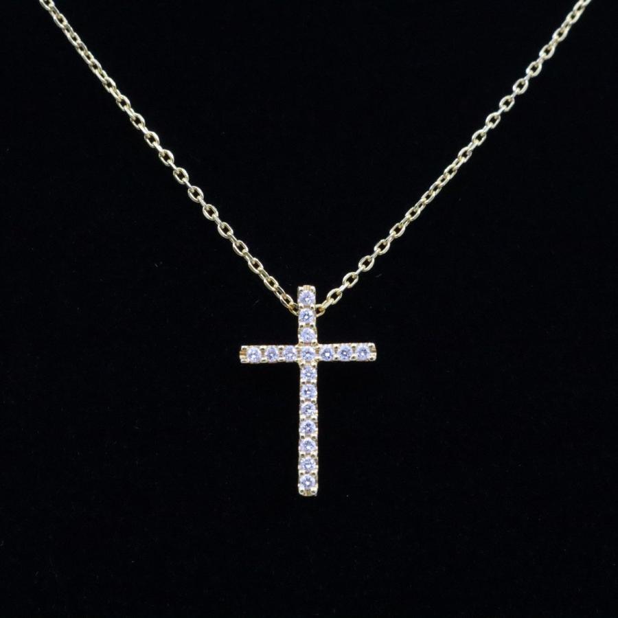 STAR JEWELRY スタージュエリー クロス ネックレス K18YG/ダイヤモンド 