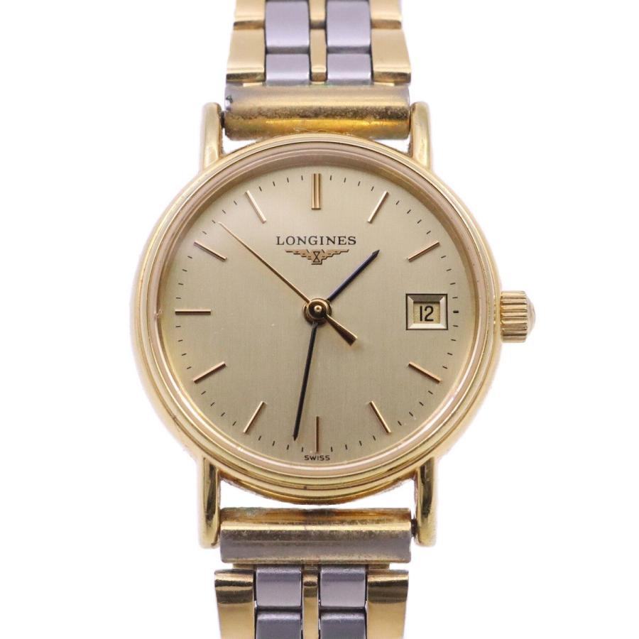 ロンジン ラウンド型 クォーツ レディース 腕時計 ゴールドGP 社外  