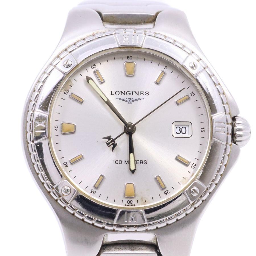 LONGINES ロンジン クォーツ メンズ 腕時計 シルバー文字盤 純正SS  
