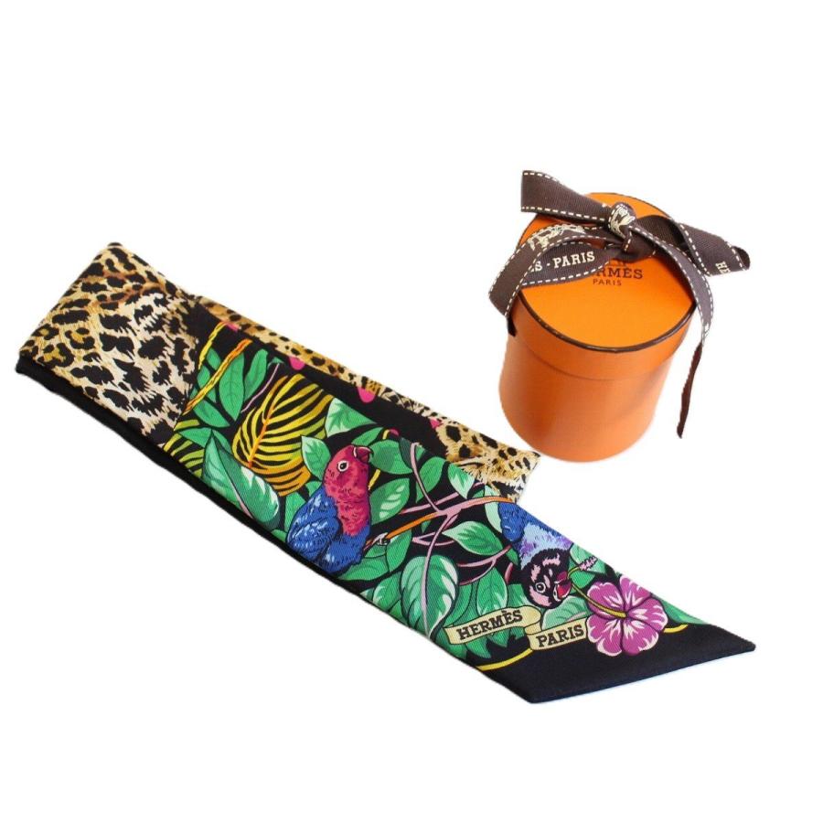 HERMES エルメス ツイリー ジャングルラブ ラブ イエロー系 シルク100％