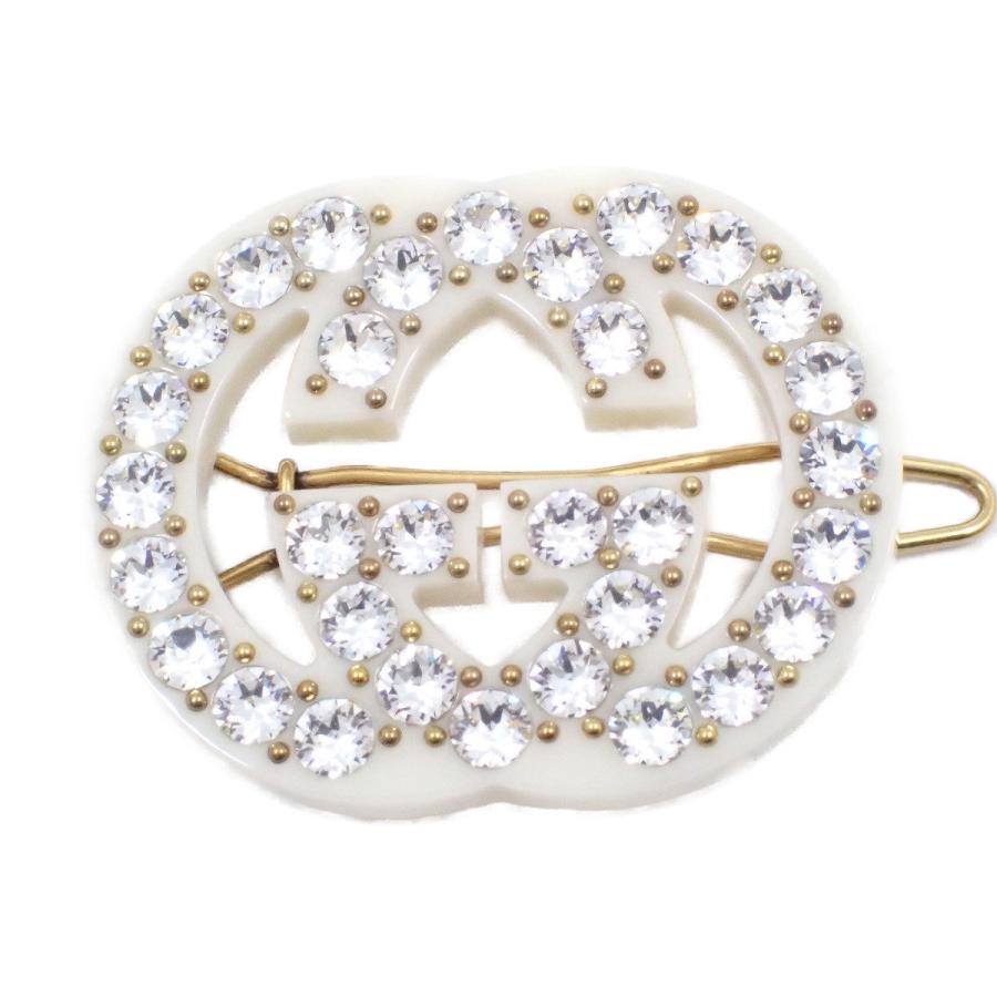 GUCCI（グッチ） インターロッキングG ヘアクリップ バレッタ ホワイト