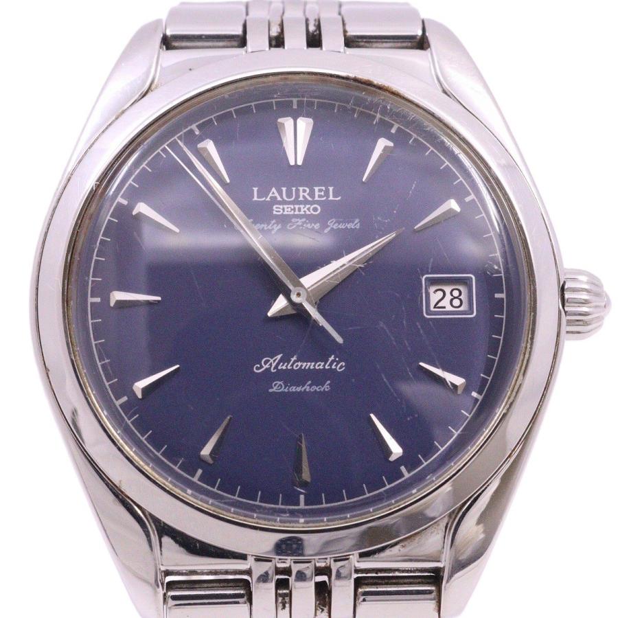 SEIKO セイコー LAUREL ローレル 自動巻き メンズ 腕時計 青文字盤  