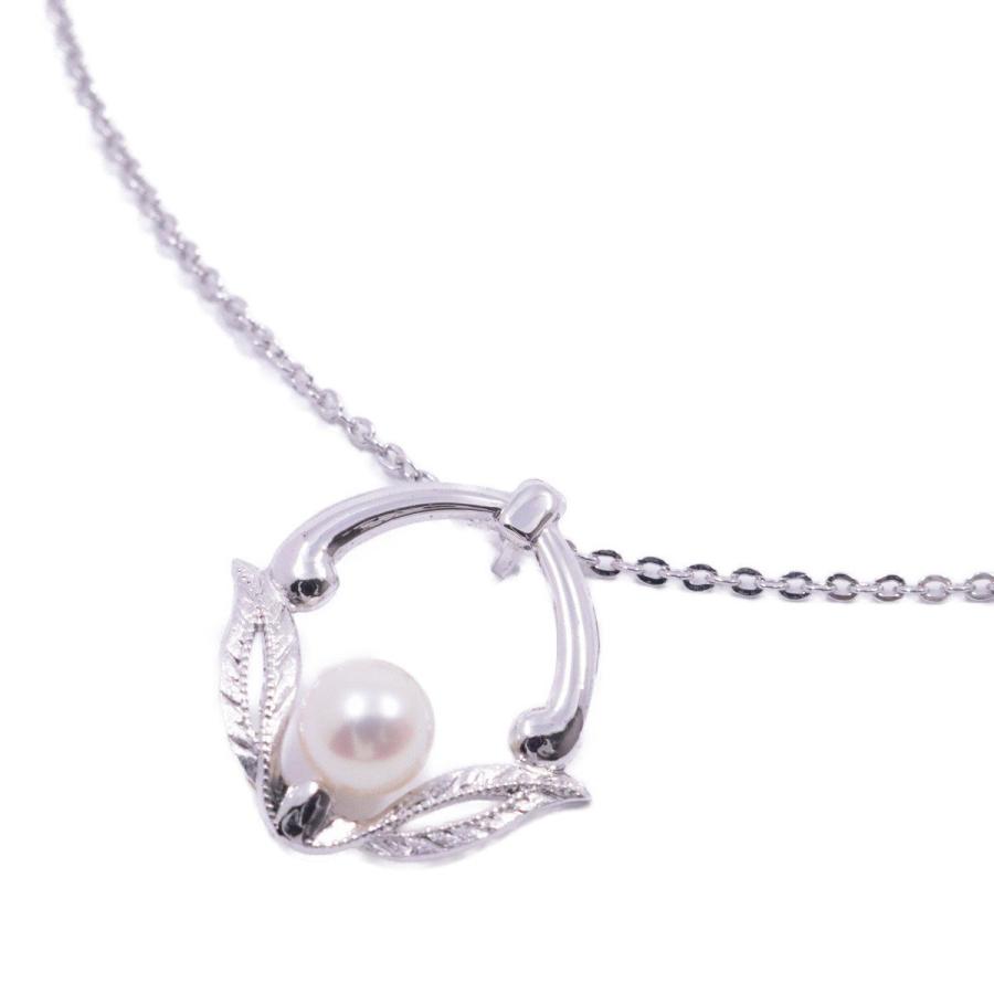 美品＊ミキモトMikimoto＊シルバー パール リーフペンダント ネックレス MIKIMOTO SALE 美品 ミキモト パール 三つ葉 リーフ デザイン