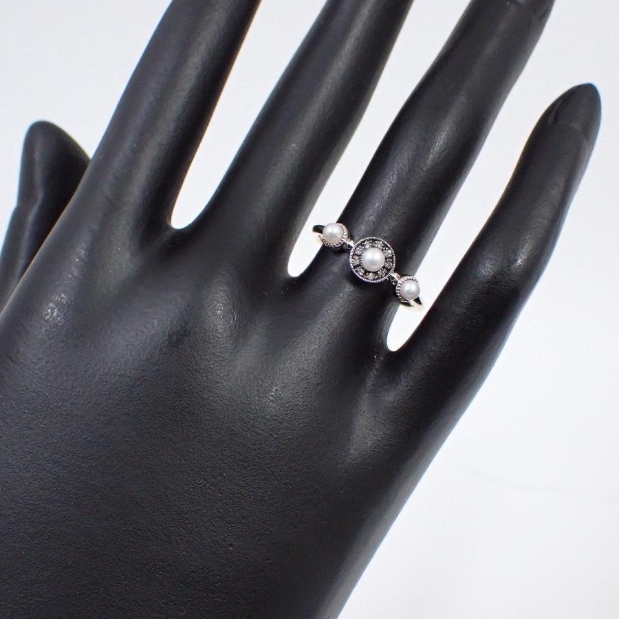 agete アガット リング 指輪 K10/シルバー/パール/ダイヤモンド