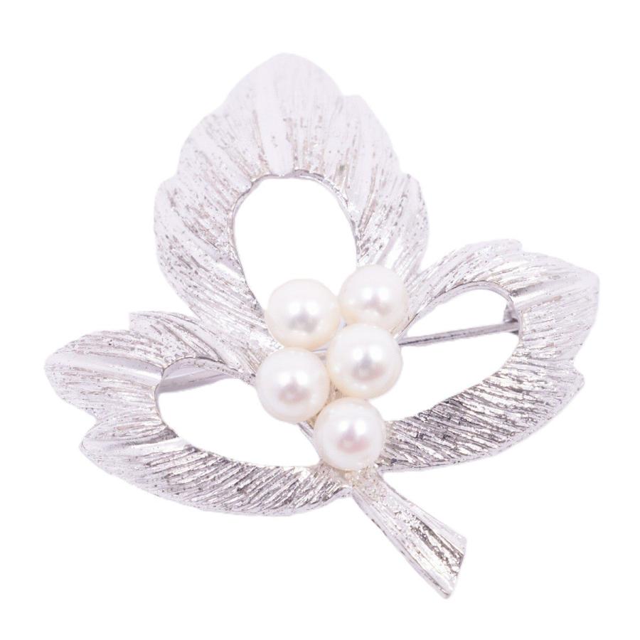 美品✨MIKIMOTO ミキモト パール　ブローチ　ネックレス　リーフ MIKIMOTO（ミキモト） リーフモチーフ ブローチ ペンダントトップ