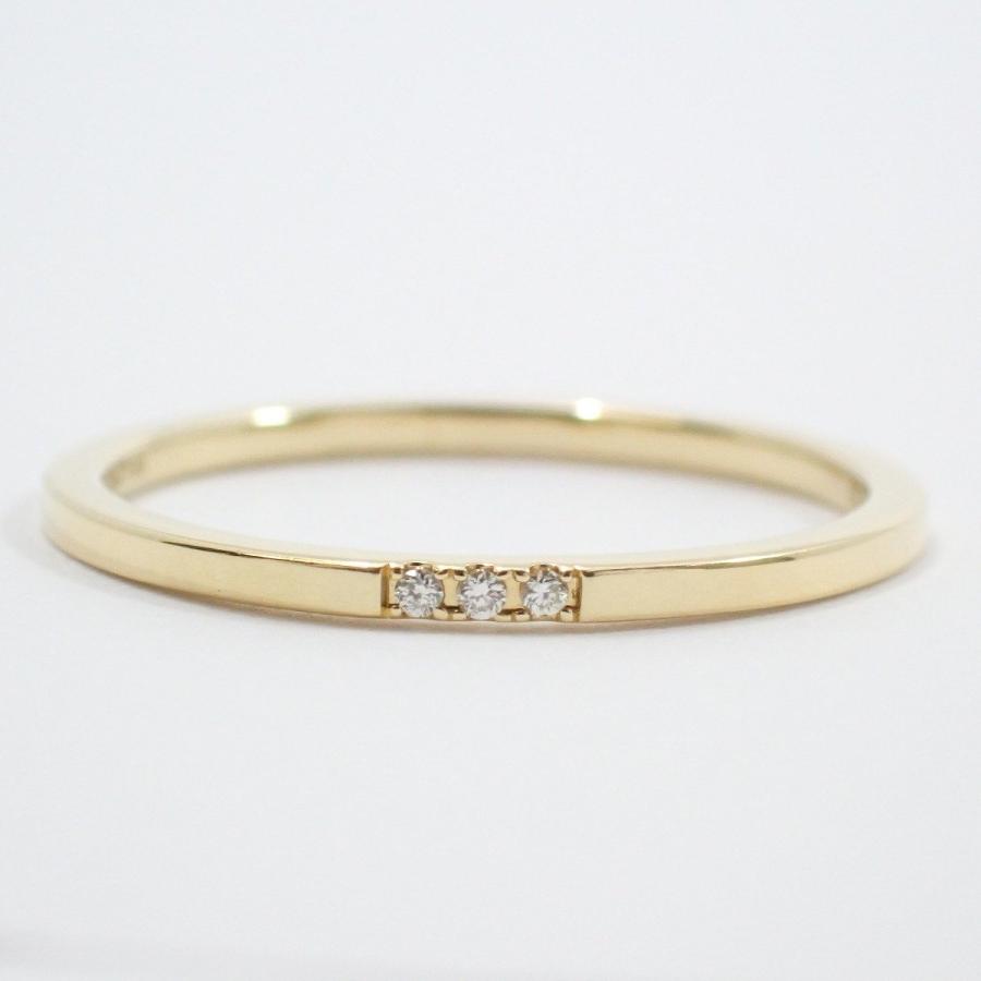 AHKAH アーカー プチトロワ リング 指輪 K18YG/ダイヤモンド0.009ct 9 