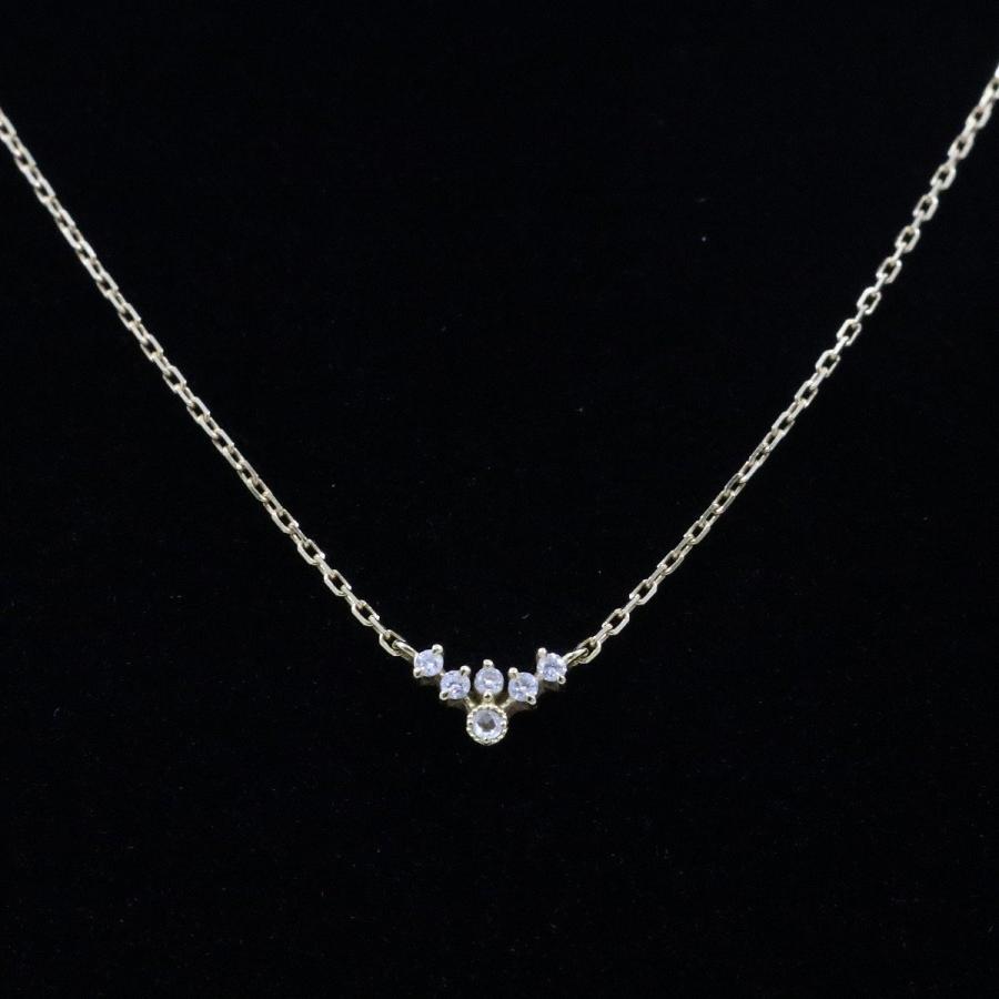 agete アガット ライン ネックレス K18YG/ダイヤモンド0.03ct【いおき 