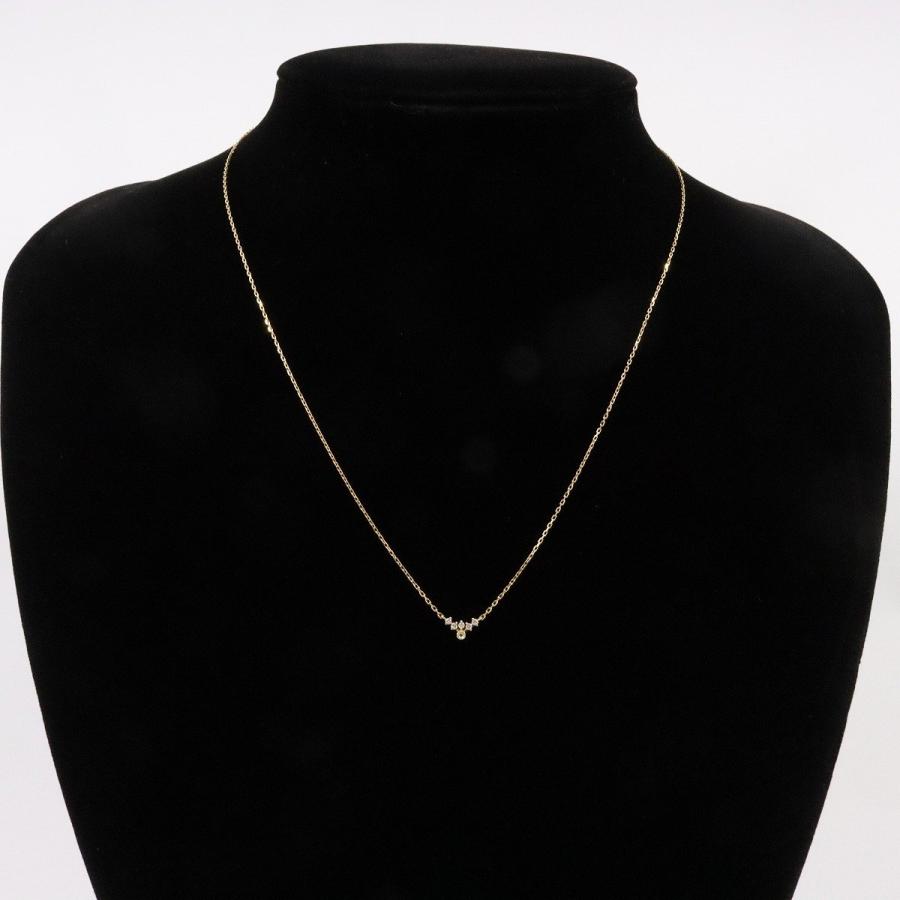agete アガット ライン ネックレス K18YG/ダイヤモンド0.03ct【いおき 