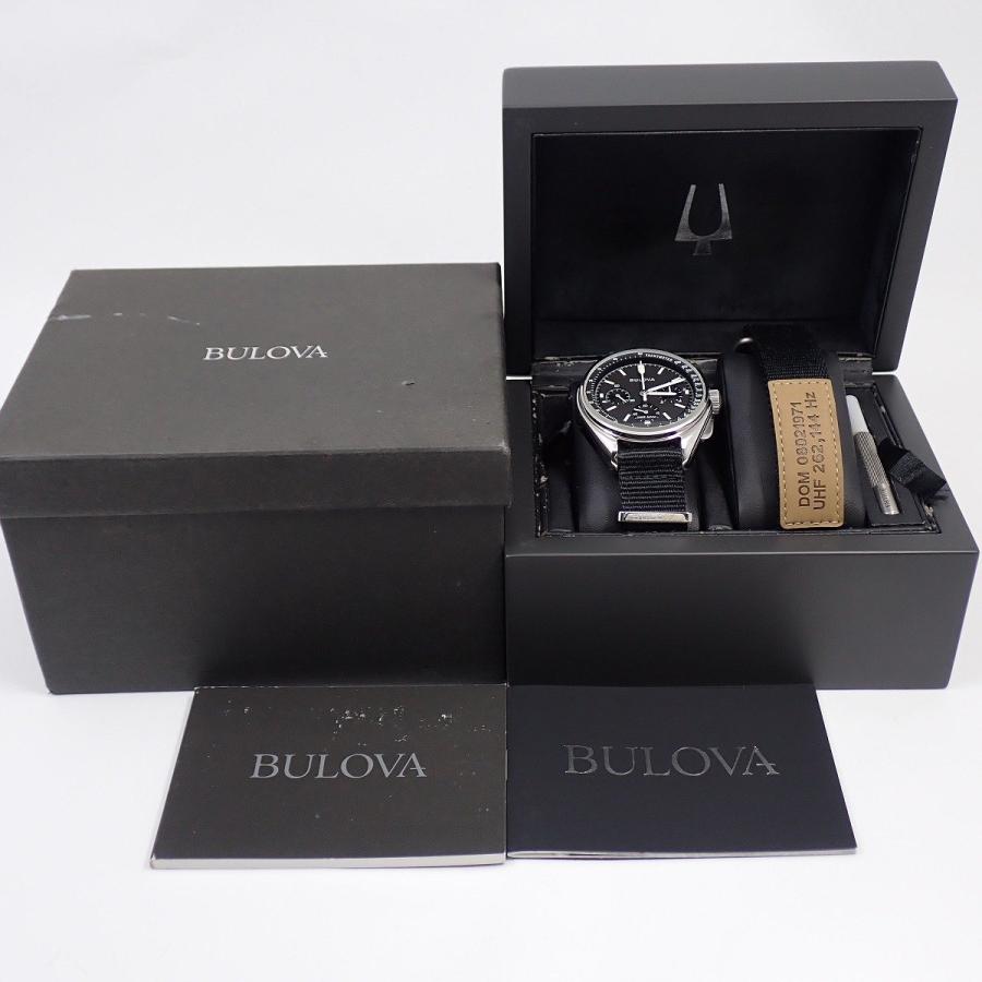 [鑑定済] BULOVAブローバ メンズ腕時計 クロノグラフ 黒文字盤 BULOVA ブローバ ムーンウォッチ クロノグラフ クォーツ メンズ