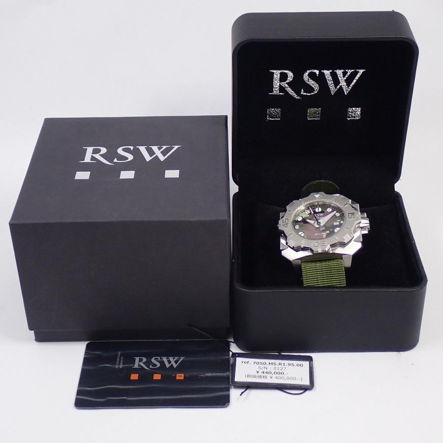 【美品】RSW ラマスイスウォッチ ダイビングツール カモ グリーン 自動巻き メンズ 腕時計 純正ベルト 7050.MS.R1.95.00 RSW 【美品】RSW ラマスイスウォッチ ダイビングツール カモ グリーン