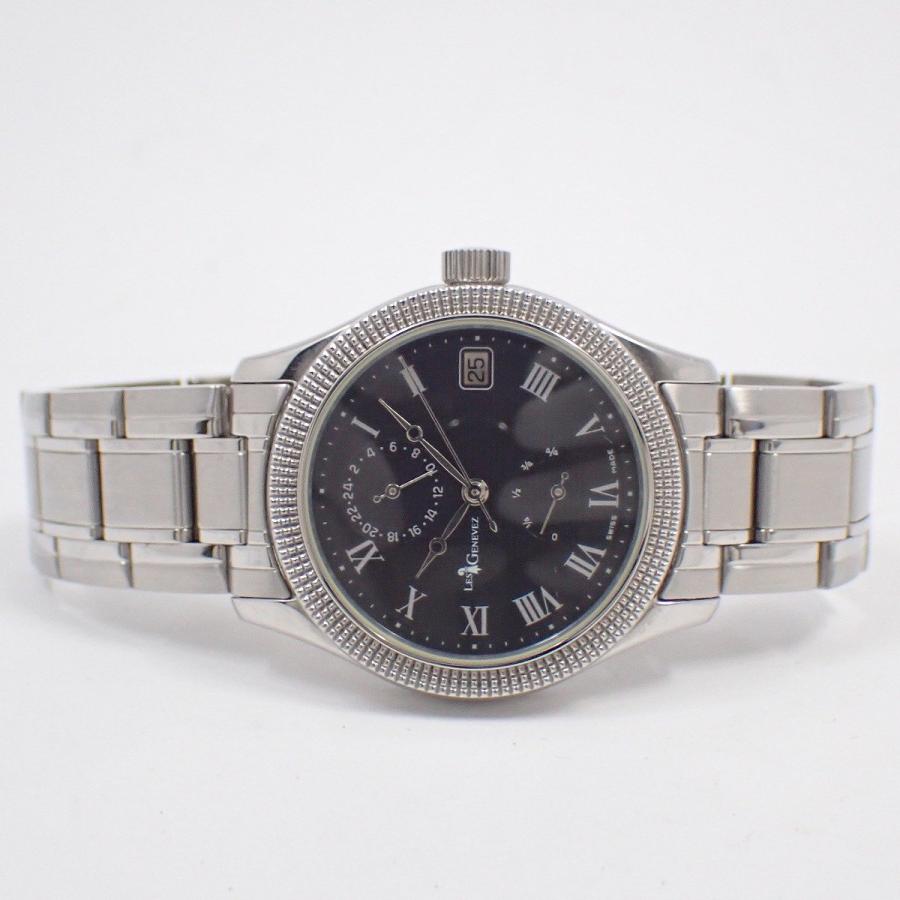 レ・ジェネヴェ LES GENEVEZ GMT パワーリザーブ 自動巻き メンズ