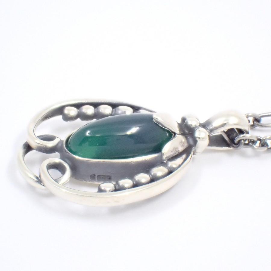 ジョージジェンセン ヘリテージ ネックレス グリーンアゲート シルバー 925 Georg Jensen GEORG JENSEN ジョージジェンセン 1990 ヘリテージ