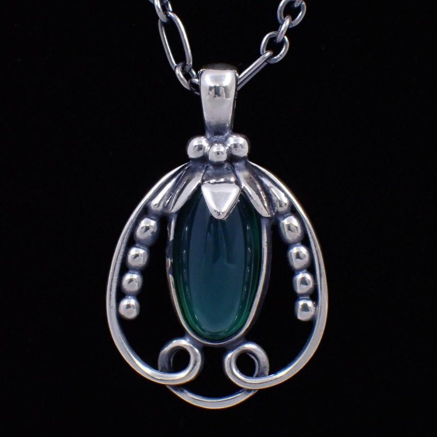 ジョージジェンセン ヘリテージ ネックレス グリーンアゲート シルバー 925 Georg Jensen GEORG JENSEN ジョージジェンセン 1990 ヘリテージ