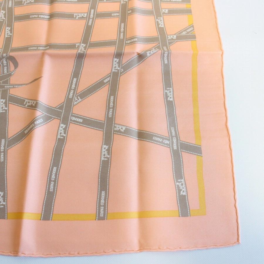 HERMES エルメス カレ 45 スカーフ ガヴロッシュ ボルデュックリボン オレンジ系【いおき質店】