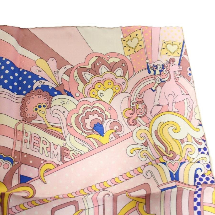 HERMES エルメス カレ 45 ガヴロッシュ フォーブルレインボー シルク100％ ピンク系【いおき質店】