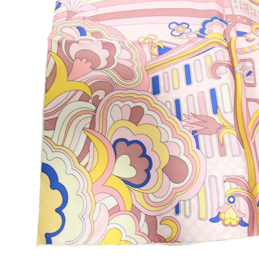HERMES エルメス カレ 45 ガヴロッシュ フォーブルレインボー シルク100％ ピンク系【いおき質店】
