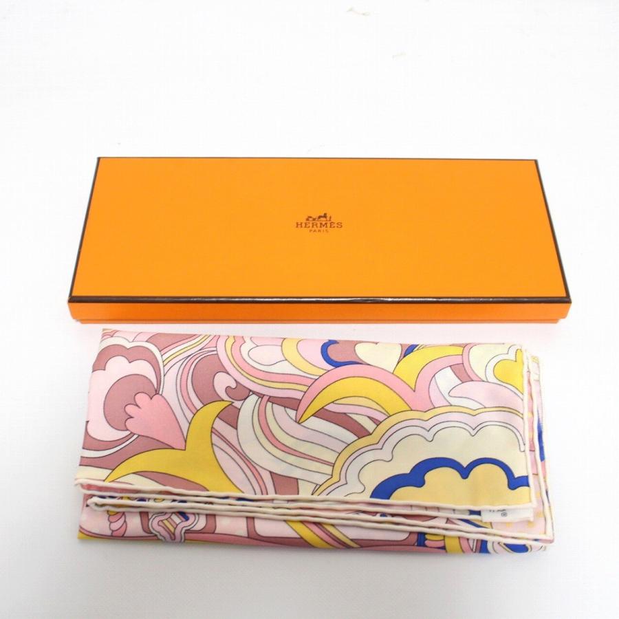 HERMES エルメス カレ 45 ガヴロッシュ フォーブルレインボー シルク100％ ピンク系【いおき質店】