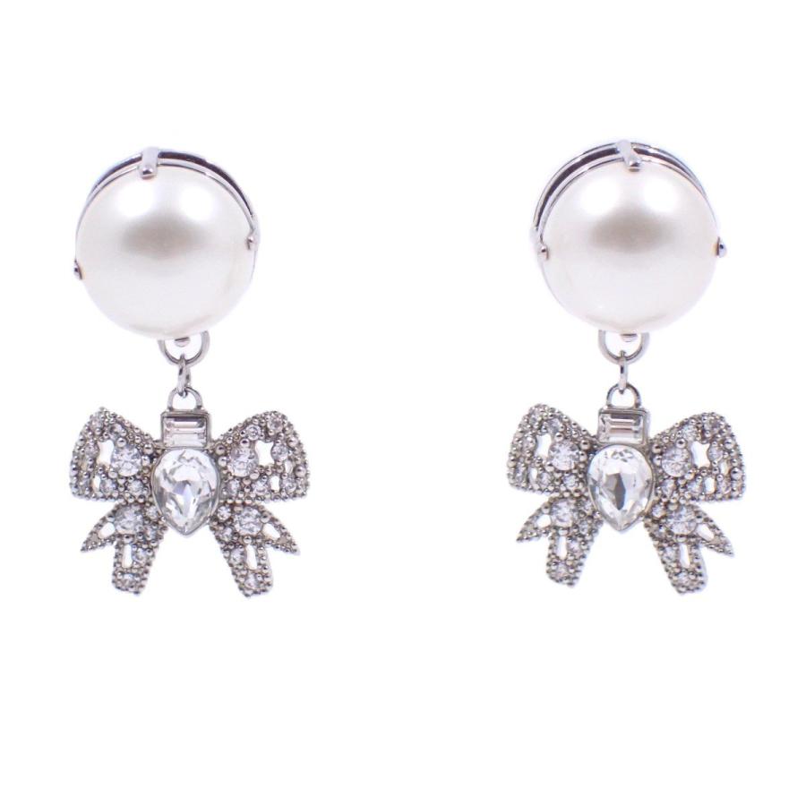 miumiu リボンピアス パール miu miu（ミュウミュウ） リボン ピアス シルバー色金具/フェイク