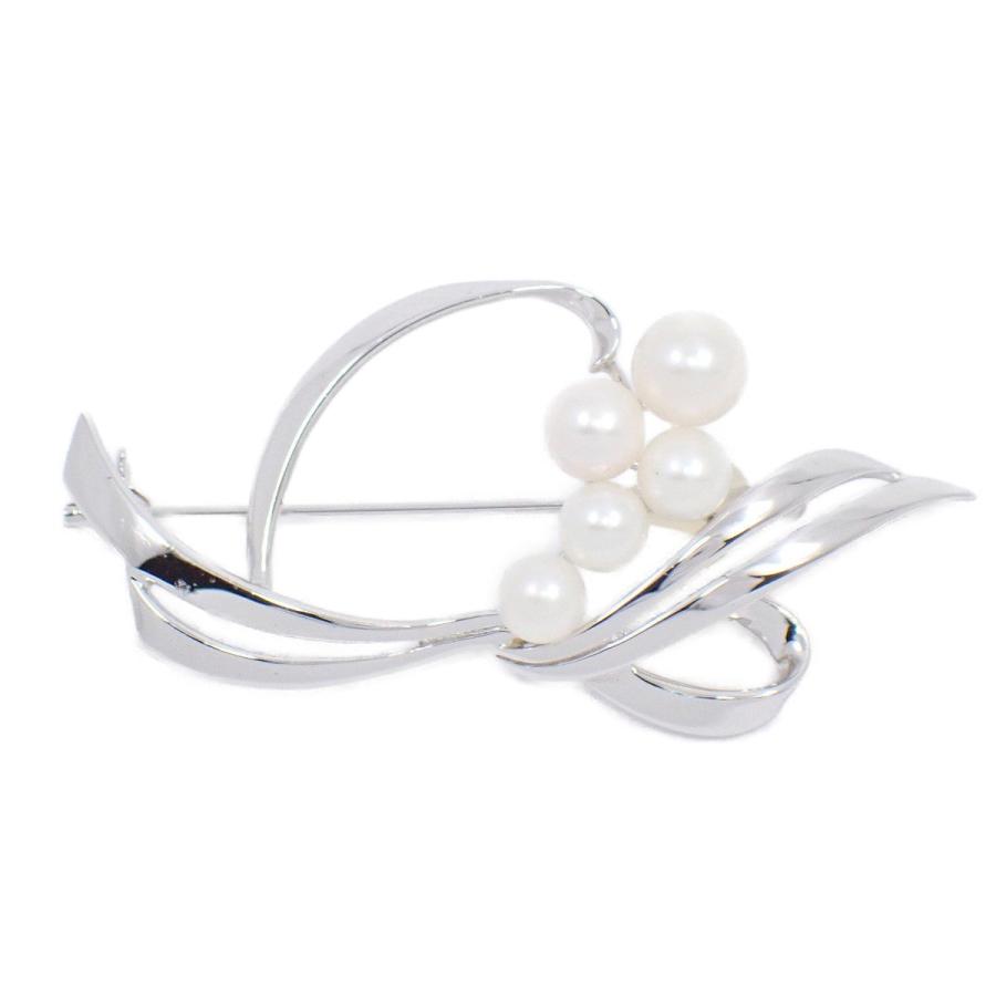 完売品☆ミキモト☆MIKIMOTO☆パール5珠　シルバー　花束ブローチ MIKIMOTO（ミキモト） 花かごモチーフ ブローチ シルバー/パール5粒