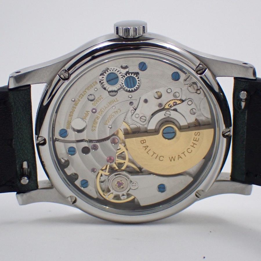 BALTIC バルチック マイクロローター シルバー グリーンレザー 自動  