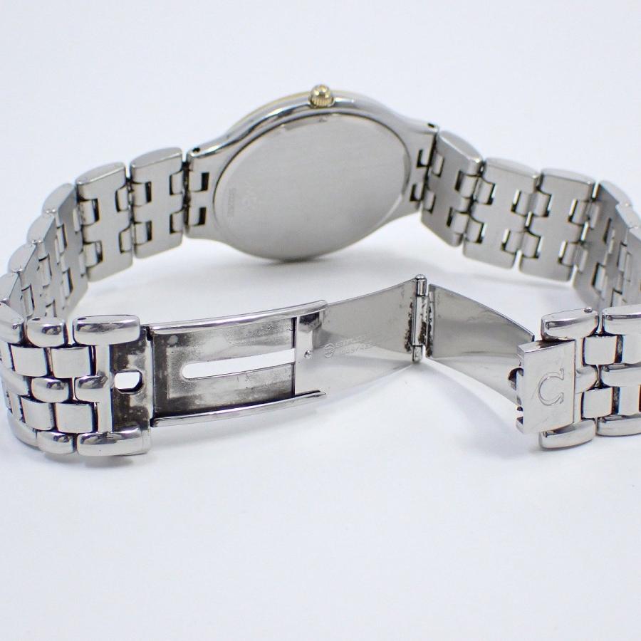 DE VILLE オメガ デビル シンボル クォーツ メンズ 腕時計 18Kベゼル