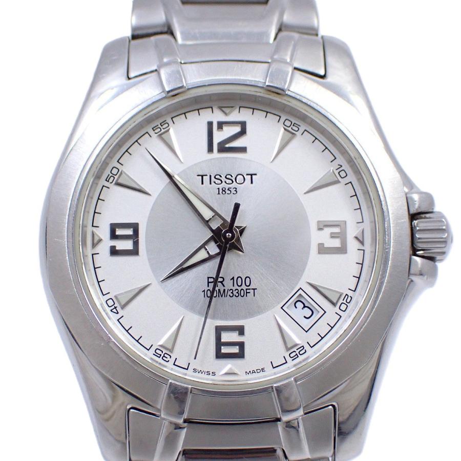 TISSOT ティソ PR100 クォーツ メンズ 腕時計 シルバー文字盤 純正SS 