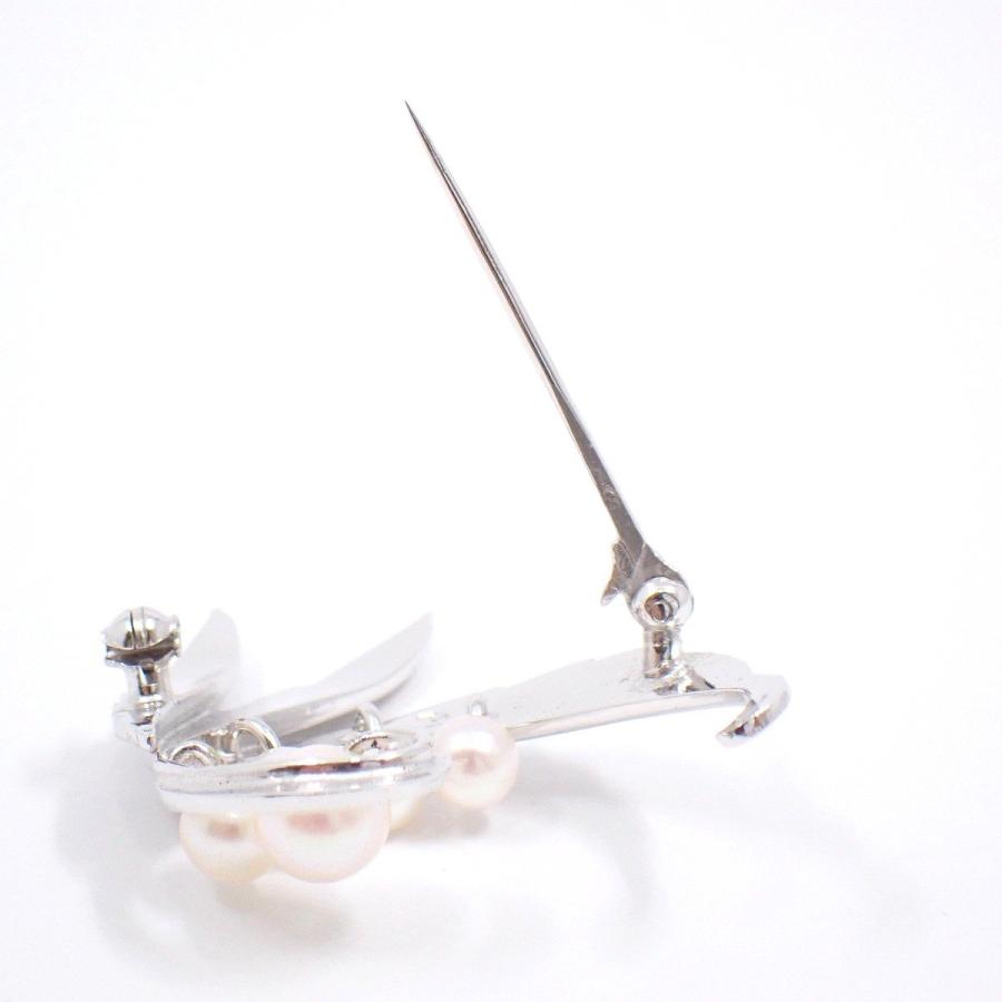 MIKIMOTO（ミキモト） リーフモチーフ ブローチ シルバー/パール5粒