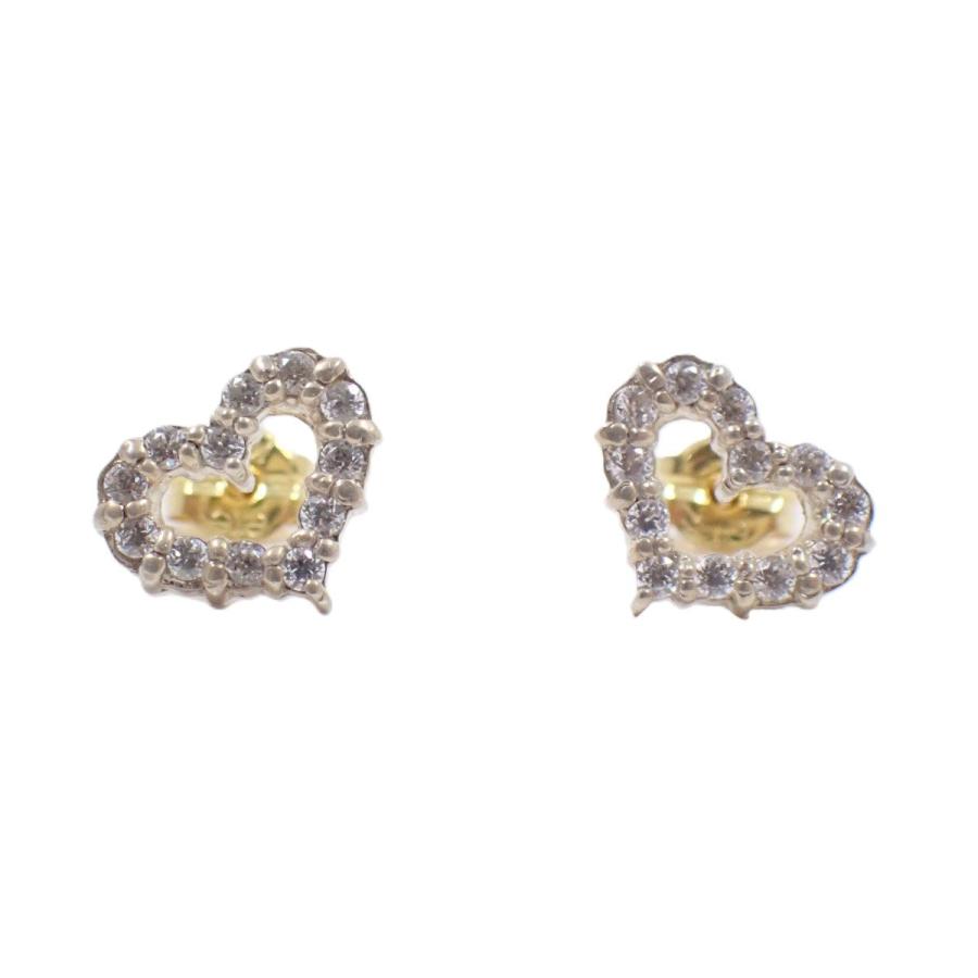 ete（エテ） ハート ピアス K18/シルバー925/ジルコニア【いおき質店