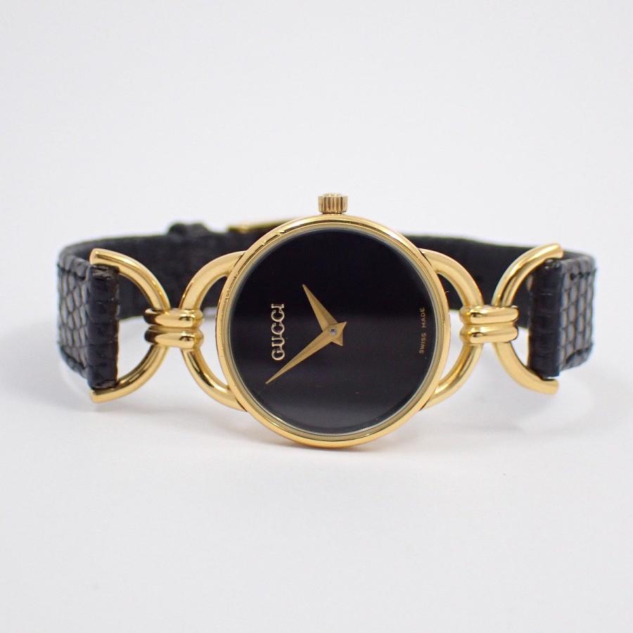 GUCCI グッチ 6000.2.L クォーツ レディース 腕時計 ゴールドGP 純正革  