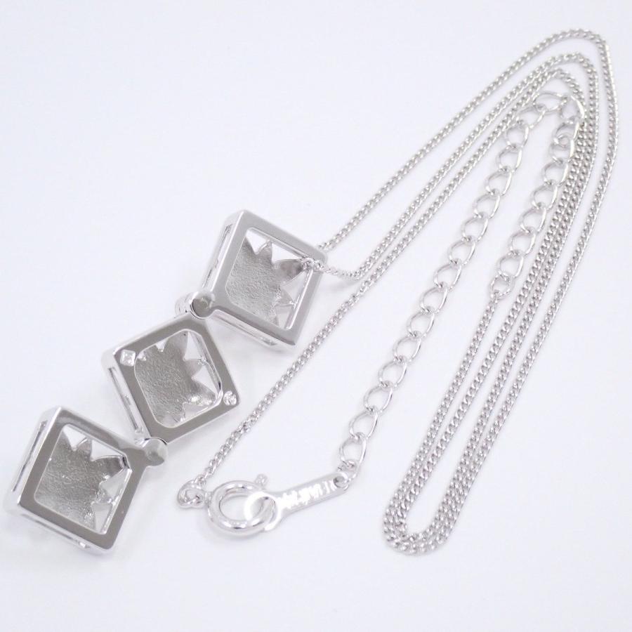 TASAKI（タサキ） 田崎真珠 3連 スクエア 2WAY ネックレス シルバー