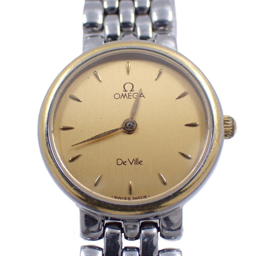 新品ベルト　OMEGA DEVILLE レディース　腕時計 ゴールド クォーツ DE VILLE オメガ デビル クォーツ レディース 腕時計 コンビ ゴールド