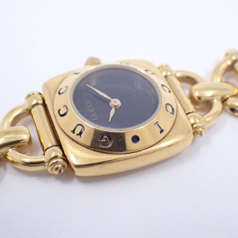 GUCCI（グッチ） 6400L クォーツ レディース 腕時計 ゴールドGP 黒文字