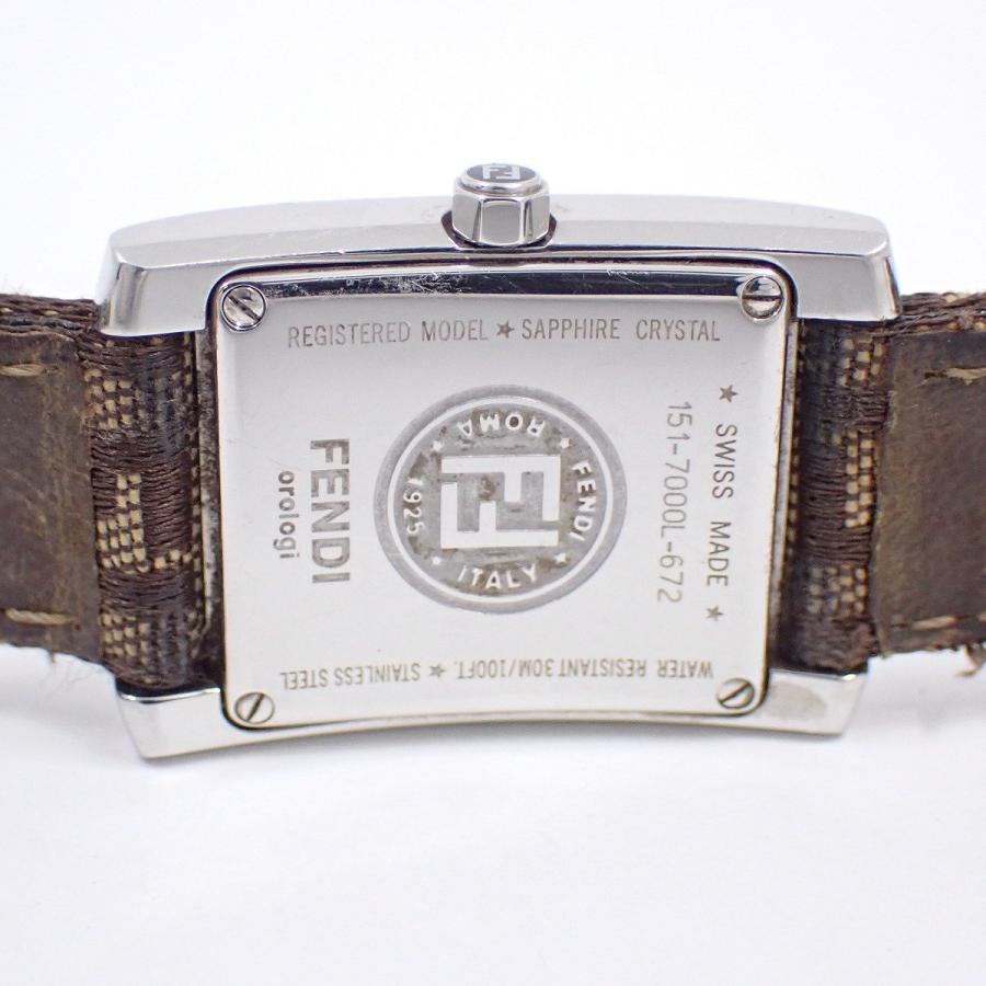 【美品】フェンディ ズッカ柄 12P ダイヤ クォーツ【7000L】【稼働品】 FENDI（フェンディ） 7000L クラシコ クォーツ レディース 腕時計 12P
