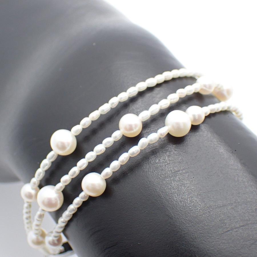 【新品】MIKIMOTO パール付きシルバーブレスレット　☆お値下げ中！ MIKIMOTO（ミキモト） MIKIMOTO PERLITA ミキモトペルリータ 3連