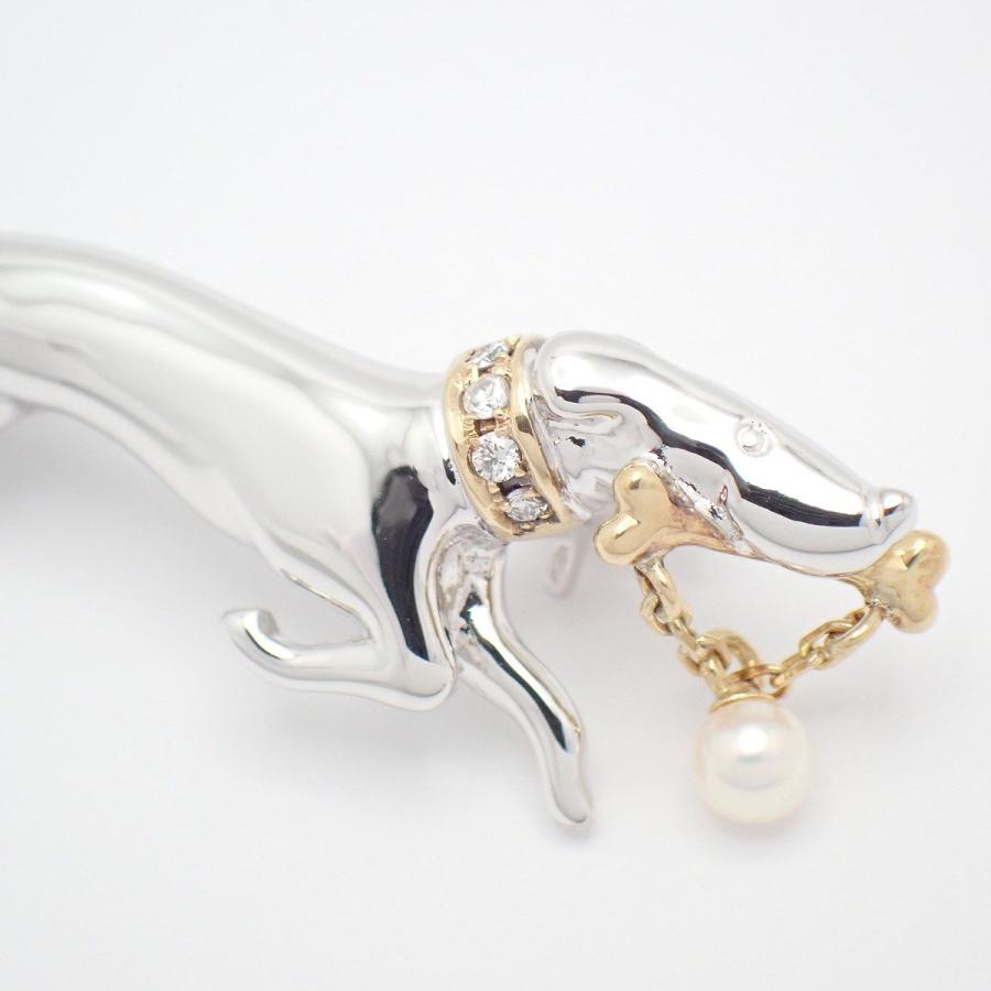 MIKIMOTO ミキモト ブローチ パール ダックスフント 犬 真珠 シルバー MIKIMOTO（ミキモト） ドッグ 犬モチーフ ブローチ シルバー/ベビー