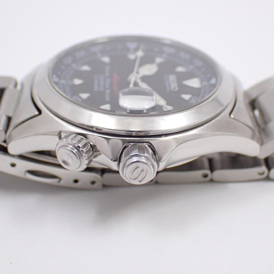 SEIKO セイコー アルピニスト 自動巻き メンズ 腕時計 黒文字盤 純正SS  