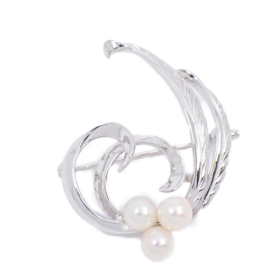 TASAKI（タサキ） 田崎真珠 リーフモチーフ ブローチ シルバー/パール3